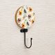 Multicolor Floral Pattern Round Wood and Resin Wall Mounted Hooks